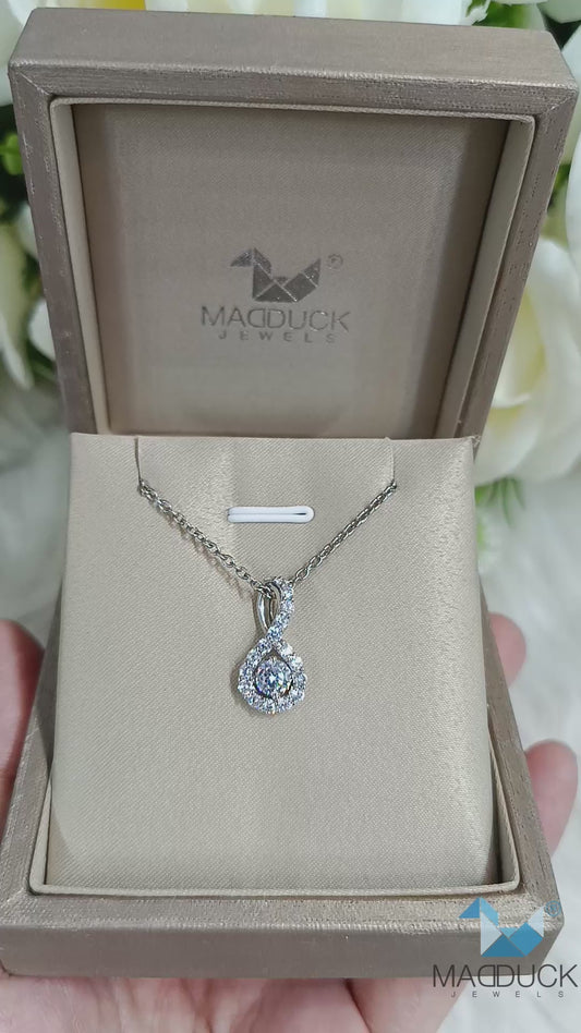 Madduck Jewels Sterling Silver CZ Pendant with Rhodium Plating and Titanium Necklace PD2104