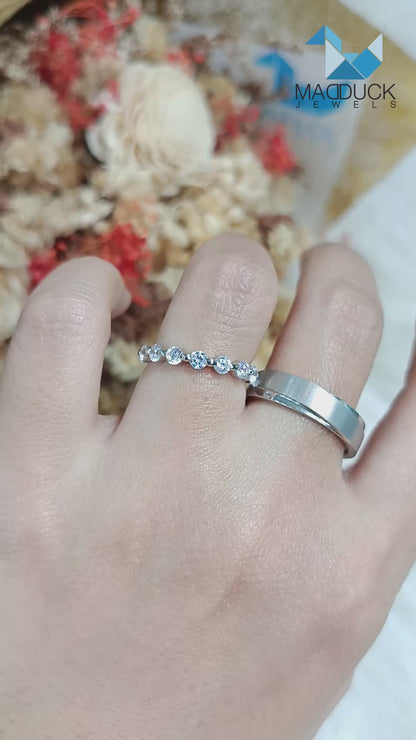 CZ Couple Ring Set – MadDuckJewels Sterling Silver 925 – His & Hers Engagement & Wedding Rings – Rhodium Plated, Nickel-Free – RG1728WGR-RG1638