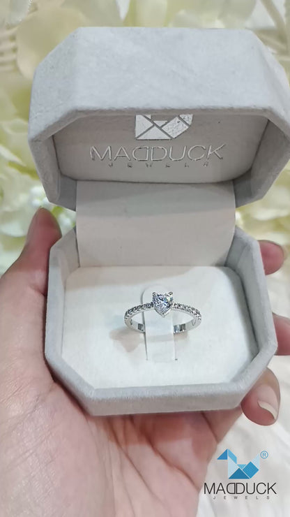 MadDuckJewels Sterling Silver 925 Engagement & Wedding Ring – CZ / Moissanite / Lab-Grown Diamond – Rhodium Plated, Nickel-Free – RG2203