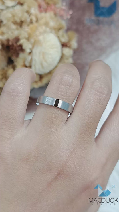 Madduckjewels | Natural Smoky Quartz Ring | Baguette Matte Band | 925 Sterling Silver Rhodium-plated | RG1564wgr-sm