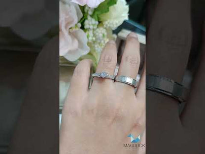 Cubiz Zirconia Sterling Silver 925 couple Rings with Rhodium plated / RG1718WGR-RG1526
