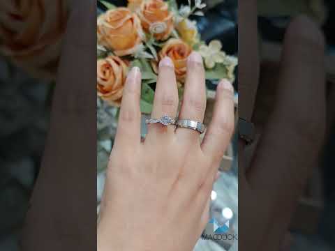 Cubiz Zirconia Sterling Silver 925 couple Rings with Rhodium plated / RG1718WGR-RG1536