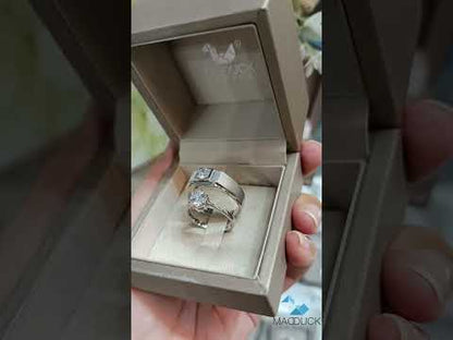 Cubiz Zirconia Sterling Silver 925 couple Rings with Rhodium plated / RG1826WGR-RG1416