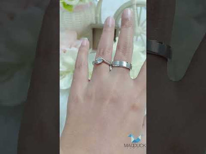Cubiz Zirconia Sterling Silver 925 couple Rings with Rhodium plated / RG1728WGR-RG1561