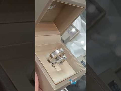 Cubiz Zirconia Sterling Silver 925 couple Rings with Rhodium plated / RG2001WGR-RG1606