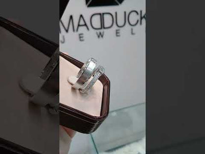 Madduckjewels แหวนเงินแท้ เพชร CZ ชุบโรเดียม RG1631WGR-RG1621