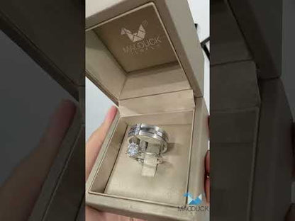 Madduckjewels แหวนเงินแท้ เพชร CZ ชุบโรเดียม RG1445WGR-RG1416
