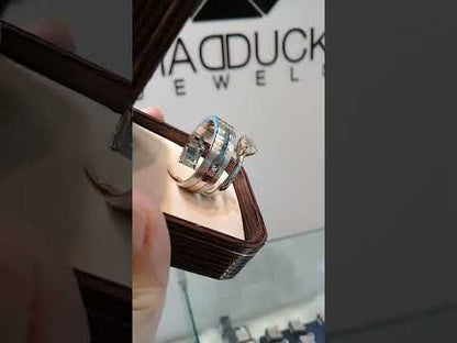 Cubiz Zirconia Sterling Silver 925 couple Rings with Rhodium plated / RG1445WGR-RG1732