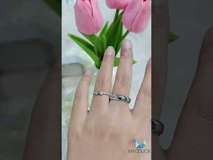 Cubiz Zirconia Sterling Silver 925 couple Rings with Rhodium plated / RG1405-RG1937