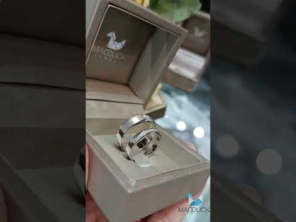 Cubiz Zirconia Sterling Silver 925 couple Rings with Rhodium plated / RG2001WGR-RG1527