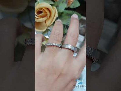 Cubiz Zirconia Sterling Silver 925 couple Rings with Rhodium plated / RG2001WGR-RG1527