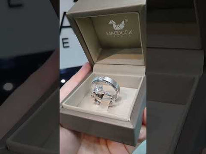 Cubiz Zirconia Sterling Silver 925 couple Rings with Rhodium plated / RG1418WGR-RG1536