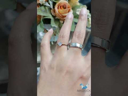 Cubiz Zirconia Sterling Silver 925 couple Rings with Rhodium plated / RG1728WGR-RG1505