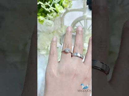 Cubiz Zirconia Sterling Silver 925 couple Rings with Rhodium plated / RG1718WGR-RG1703