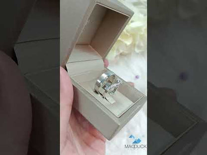 Cubiz Zirconia Sterling Silver 925 couple Rings with Rhodium plated / RG1728WGR-RG1561