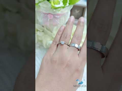 Cubiz Zirconia Sterling Silver 925 couple Rings with Rhodium plated / RG1629WGR-RG1722