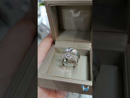 Cubiz Zirconia Sterling Silver 925 couple Rings with Rhodium plated / RG1507WGR-RG1531