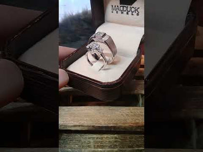 Madduckjewels แหวนเงินแท้ เพชร CZ ชุบโรเดียม RG1826WGR-RG1733