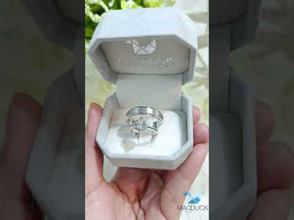 Cubiz Zirconia Sterling Silver 925 couple Rings with Rhodium plated / RG1718WGR-RG1703