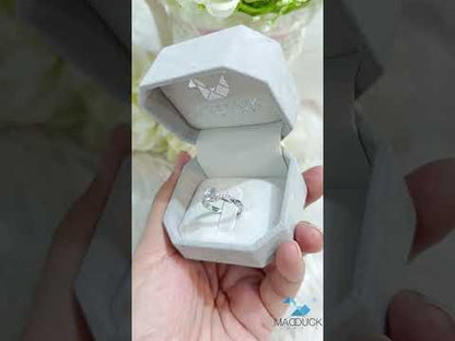 MadDuckJewels Sterling Silver 925 Engagement & Wedding Ring – CZ / Moissanite / Lab-Grown Diamond – Rhodium Plated, Nickel-Free – RG1606