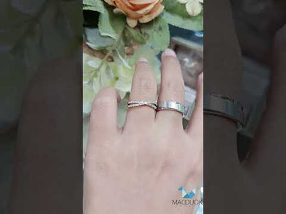 Cubiz Zirconia Sterling Silver 925 couple Rings with Rhodium plated / RG1728WGR-RG1611