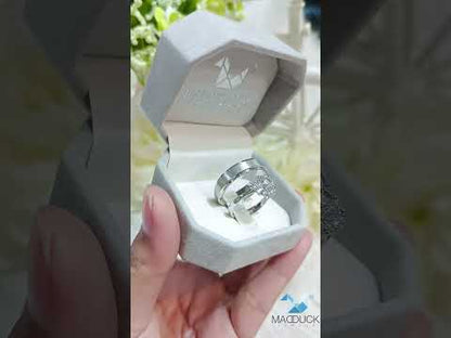 Cubiz Zirconia Sterling Silver 925 couple Rings with Rhodium plated / RG1718WGR-RG1623