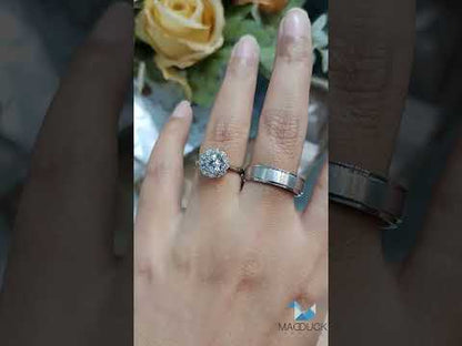 Cubiz Zirconia Sterling Silver 925 couple Rings with Rhodium plated / RG1718WGR-RG1623