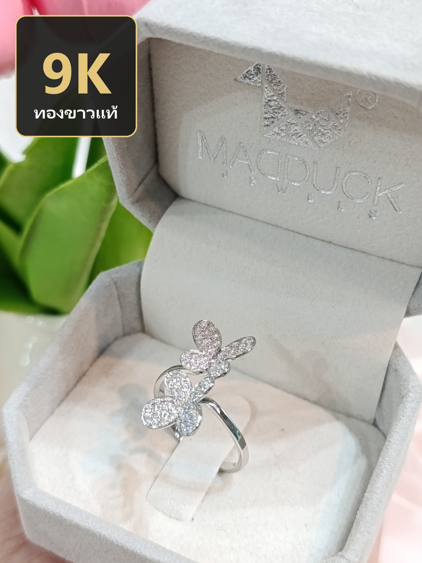 MadDuckJewels 9K White Gold (37.5%) Engagement & Wedding Ring – CZ / Moissanite / Lab-Grown Diamond – Rhodium Plated, Nickel-Free – RG1320-W09