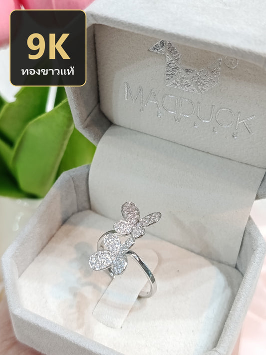 MadDuckJewels 9K White Gold (37.5%) Engagement & Wedding Ring – CZ / Moissanite / Lab-Grown Diamond – Rhodium Plated, Nickel-Free – RG1320-W09