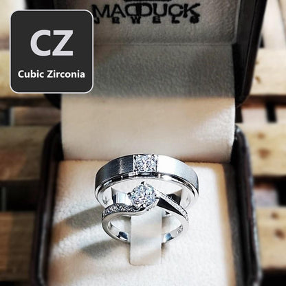Couple ring set – CZ in 925 silver by Madduck Jewels