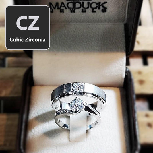 Couple ring set – CZ in 925 silver by Madduck Jewels