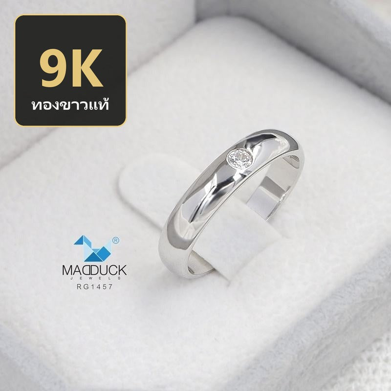 Unisex / male / female ring – CZ in 9K white gold by Madduck Jewels