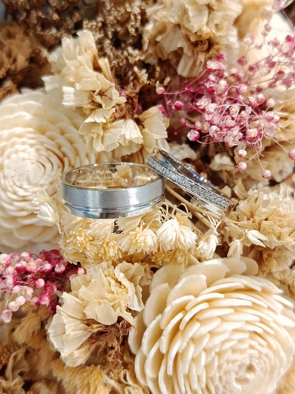 Cubiz Zirconia Sterling Silver 925 couple Rings with Rhodium plated / RG1469WGR-RG1527