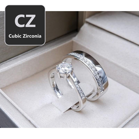 Couple ring set – CZ in 925 silver by Madduck Jewels