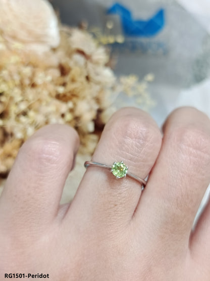 Madduckjewels | Natural Peridot Ring | Slim Solitaire | 925 Sterling Silver Rhodium-plated | RG1501pr
