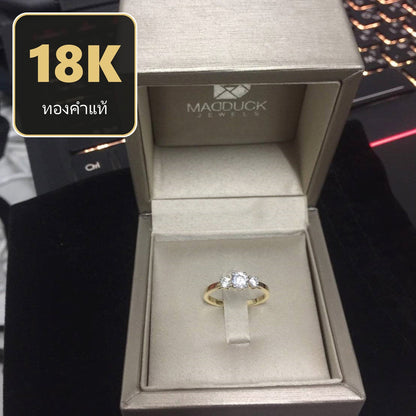 MadDuckJewels 18K Yellow Gold (75%) Engagement & Wedding Ring – CZ / Moissanite / Lab-Grown Diamond – Nickel-Free – RG1504-Y18