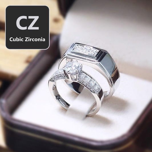 Couple ring set – CZ in 925 silver by Madduck Jewels