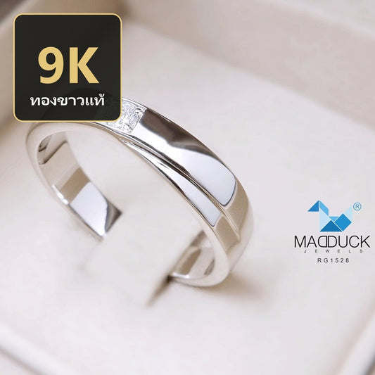MadDuckJewels 9K White Gold (37.5%) Engagement & Wedding Ring – CZ / Moissanite / Lab-Grown Diamond – Rhodium Plated, Nickel-Free – RG1528-W09