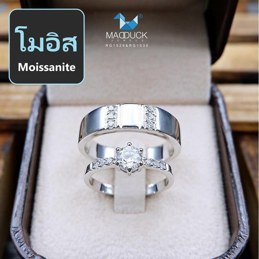 Couple ring set – Moissanite in 925 silver by Madduck Jewels