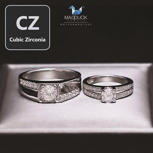 Couple ring set – CZ in 925 silver by Madduck Jewels