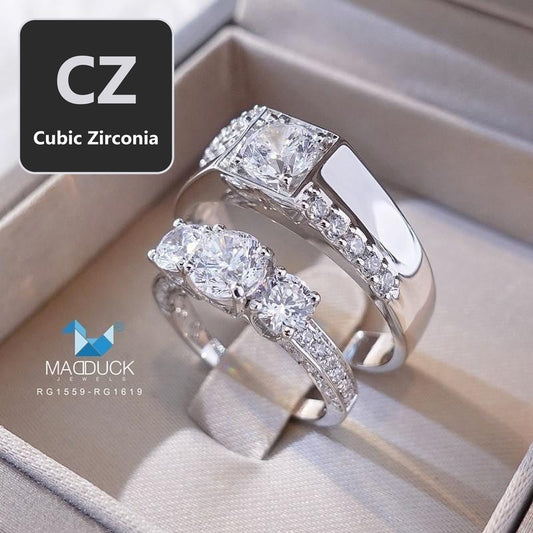 Couple ring set – CZ in 925 silver by Madduck Jewels