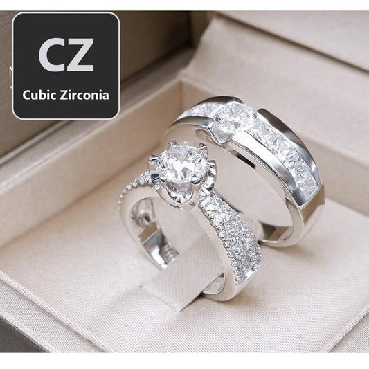 Couple ring set – CZ in 925 silver by Madduck Jewels