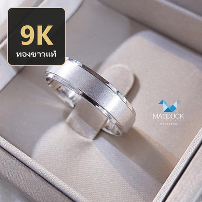 MadDuckJewels 9K White Gold (37.5%) Wedding Ring – Plain Band 5.5 mm – Rhodium Plated, Nickel-Free – RG1629WGR-W09