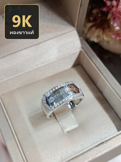 MadDuckJewels 9K White Gold (37.5%) Engagement & Wedding Ring – CZ / Moissanite / Lab-Grown Diamond – Rhodium Plated, Nickel-Free – RG1632-W09