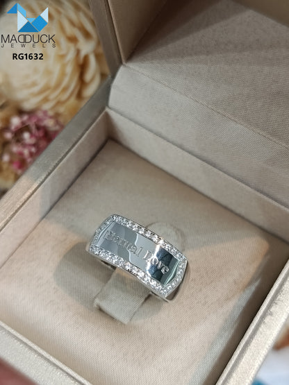 MadDuckJewels 9K White Gold (37.5%) Engagement & Wedding Ring – CZ / Moissanite / Lab-Grown Diamond – Rhodium Plated, Nickel-Free – RG1632-W09