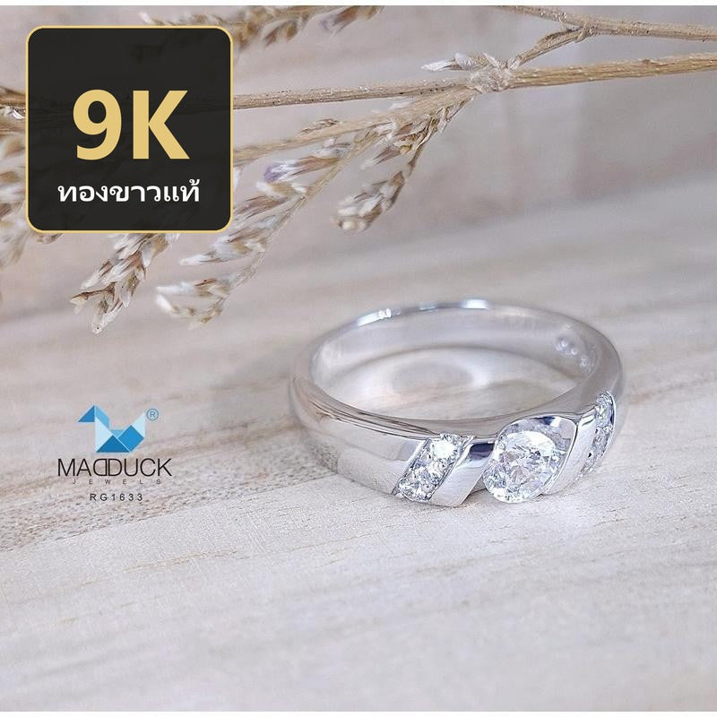 Unisex / male / female ring – CZ in 9K white gold by Madduck Jewels