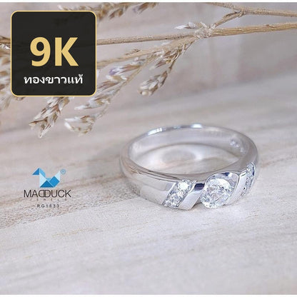 Unisex / male / female ring – CZ in 9K white gold by Madduck Jewels