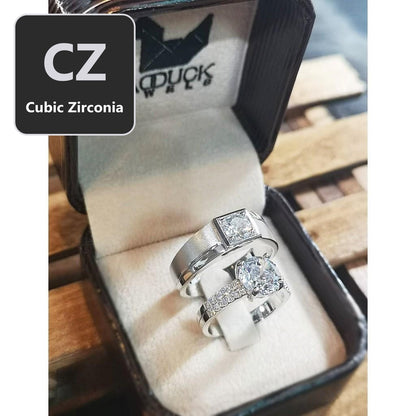 Couple ring set – CZ in 925 silver by Madduck Jewels