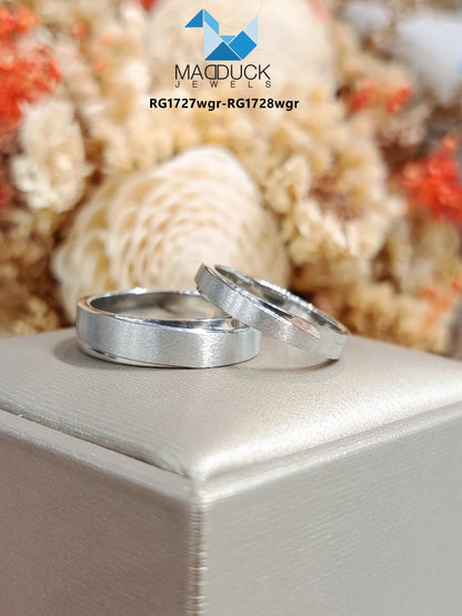 MadDuckJewels Sterling Silver 925 Couple Ring Set – His & Hers Engagement & Wedding Rings – CZ, Rhodium Plated, Nickel-Free – RG1728WGR-RG1727WGR