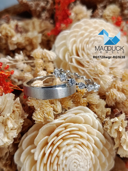 Cubiz Zirconia Sterling Silver 925 couple Rings with Rhodium plated / RG1728WGR-RG1638